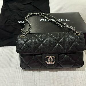 Authentic Chanel black classic flap bag